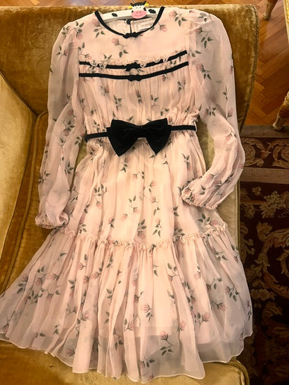 Abito georgette con nastrini