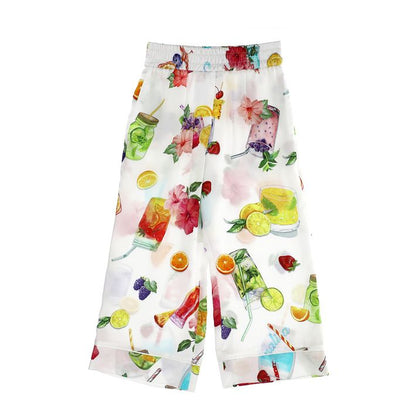 Printed satin trousers