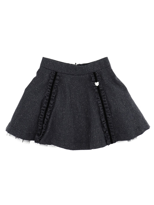 Ruffled tweed skirt
