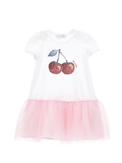 Cotton dress with embroidered cherries