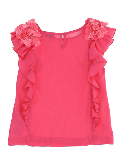 Blouse with flowers and ruffles