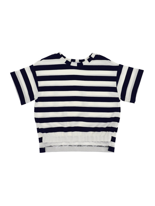 Striped T-shirt with lace
