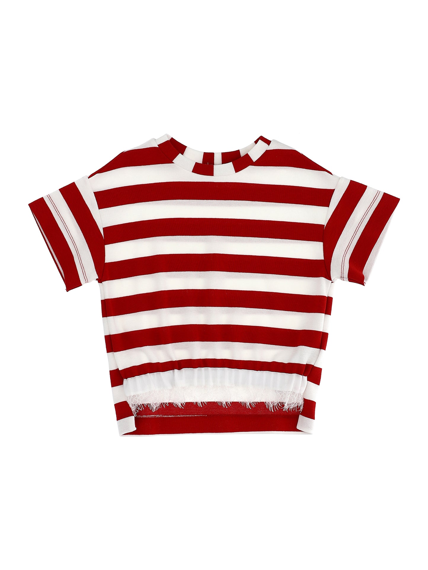Striped T-shirt with lace