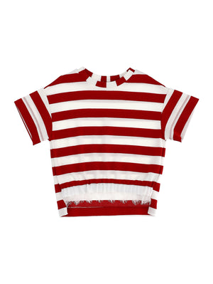 Striped T-shirt with lace