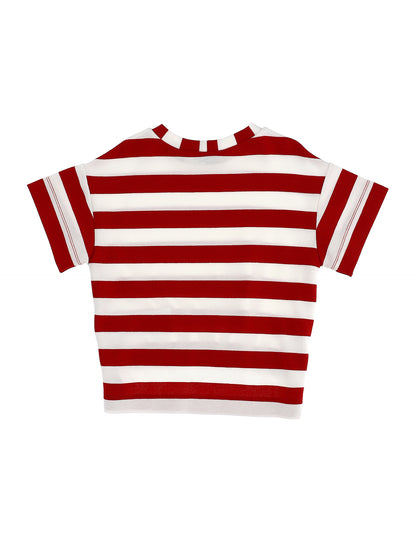 Striped T-shirt with lace