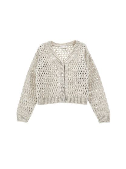 Short openwork cardigan