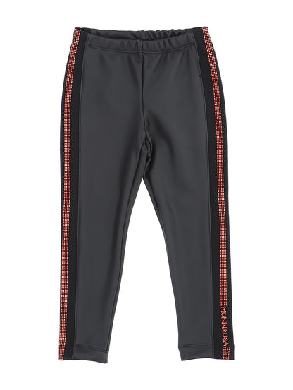 Rhinestone coated fabric trousers