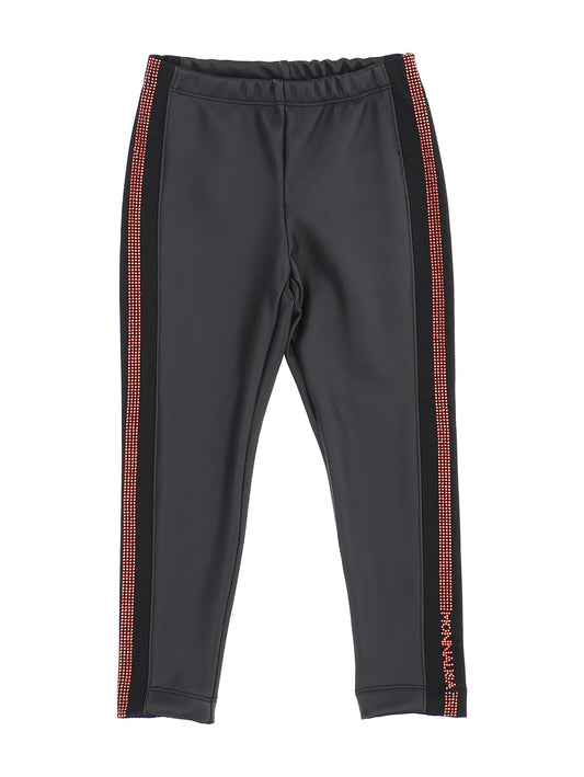 Pantaloni tessuto spalmato strass