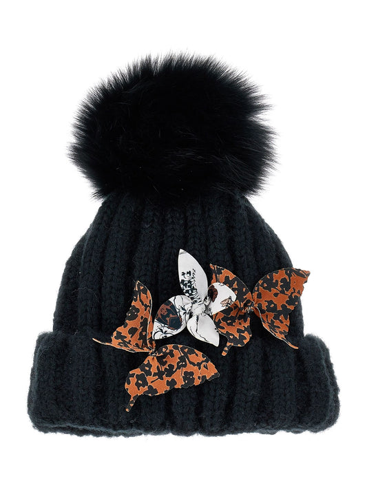 Wool blend hat with pom pom