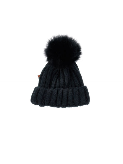 Wool blend hat with pom pom