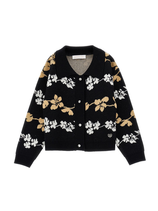 Jacquard cardigan with collar
