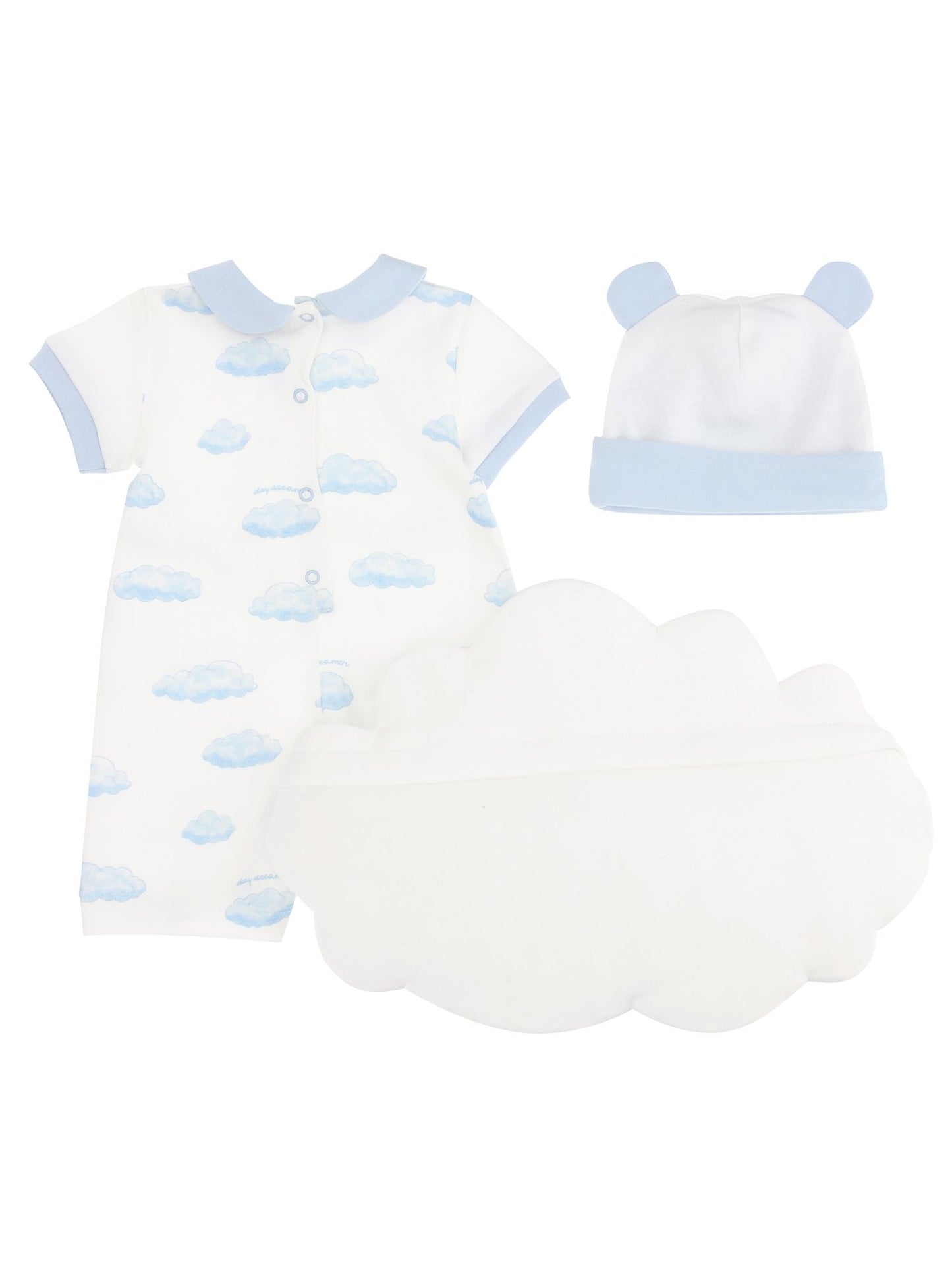 Layette set, onesie, hat and pillow
