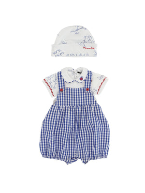 Layette set, overalls, bodysuit and hat