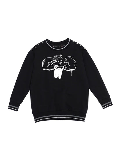 Cotton sweatshirt with ink-effect print