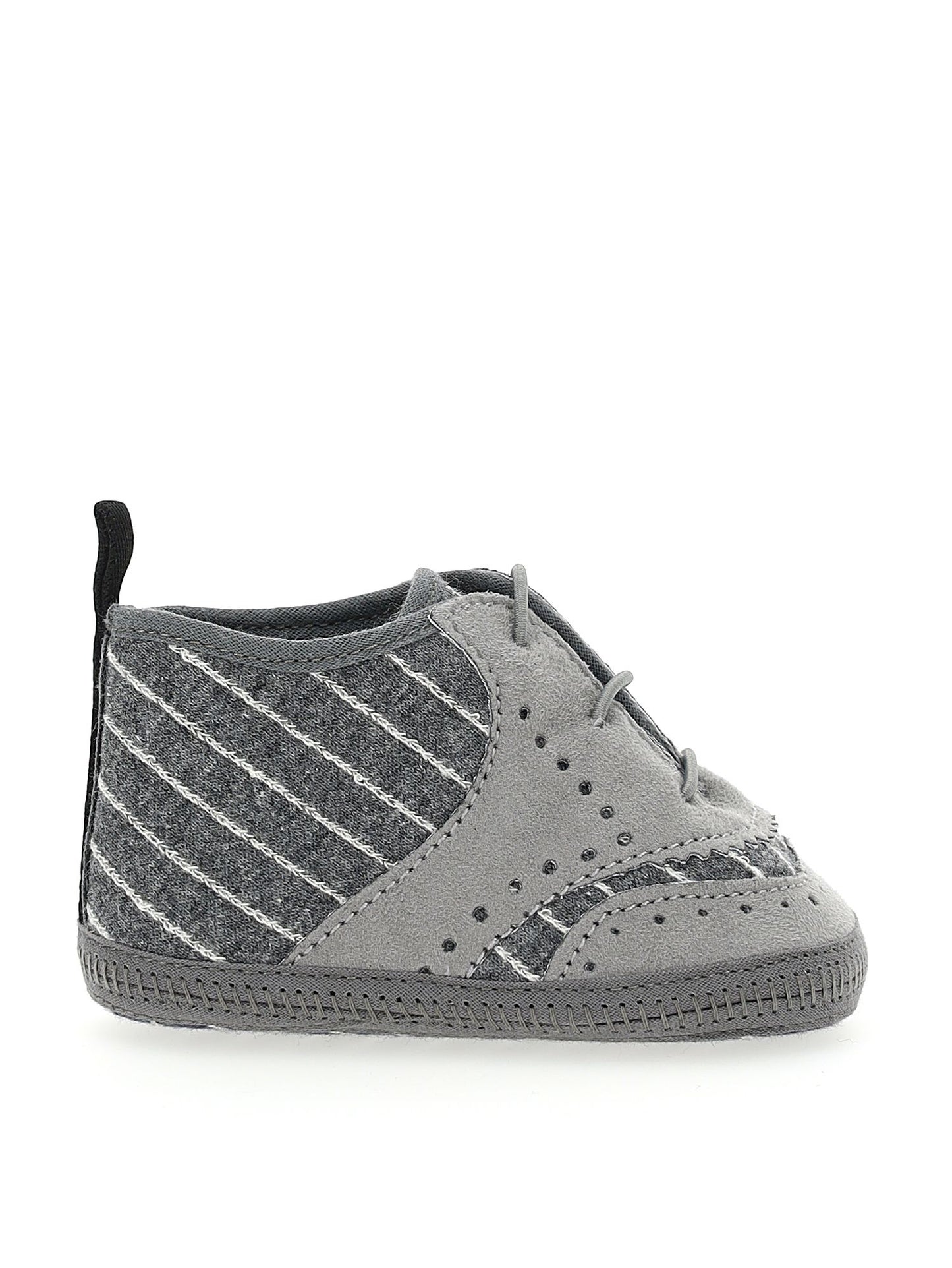 Newborn shoes in pinstriped fabric