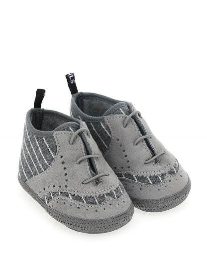 Newborn shoes in pinstriped fabric