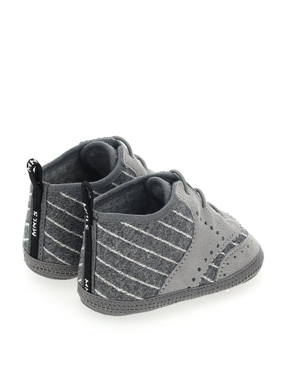 Newborn shoes in pinstriped fabric