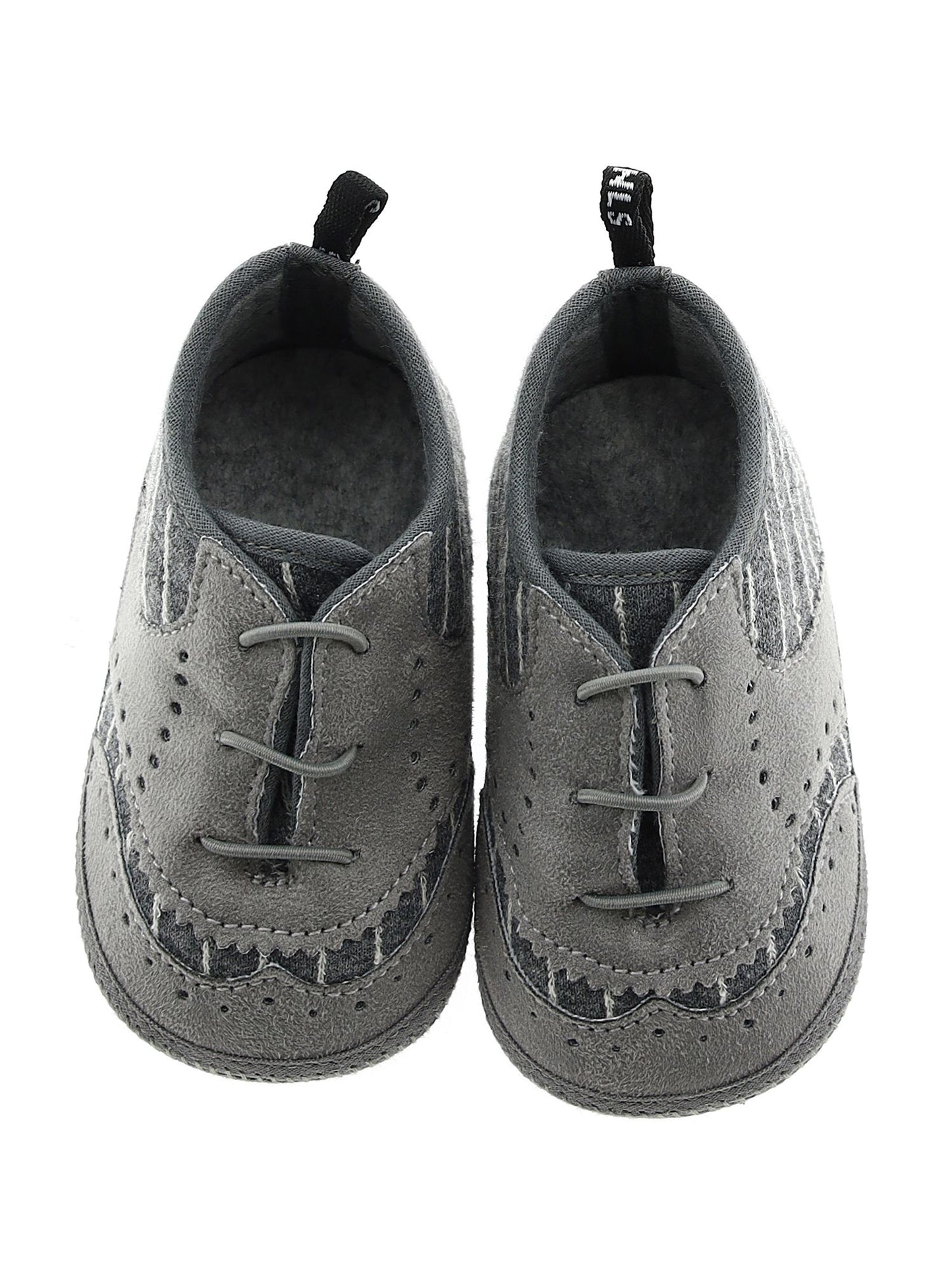 Newborn shoes in pinstriped fabric