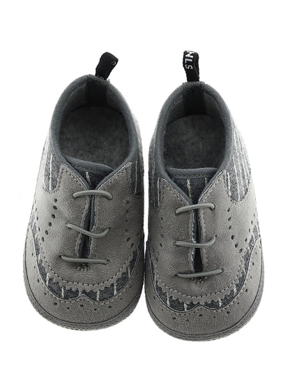 Newborn shoes in pinstriped fabric