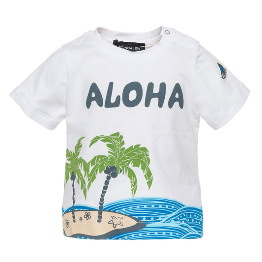 Cotton T-shirt with palm tree print