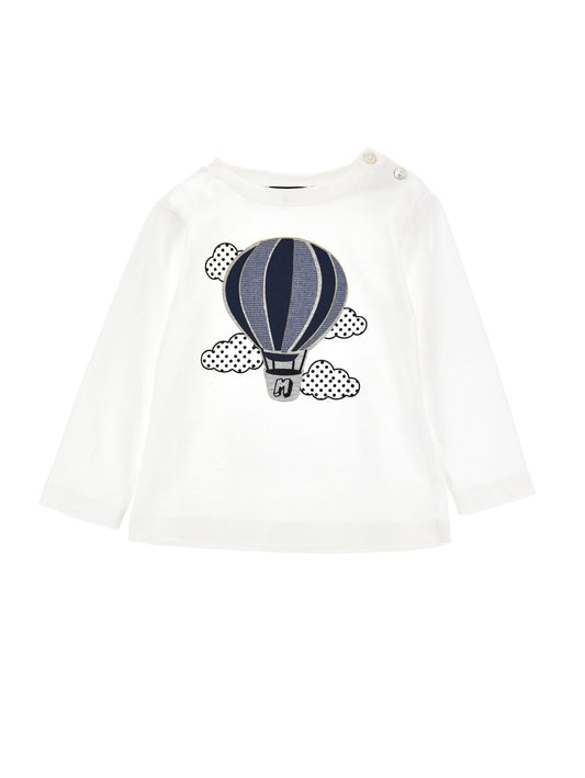Crew neck T-shirt with hot air balloon