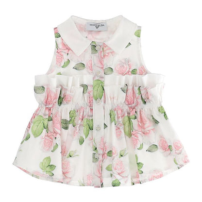 Poplin blouse with roses