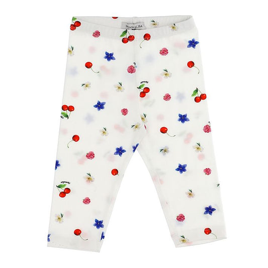 Jersey leggings with fruit and flowers