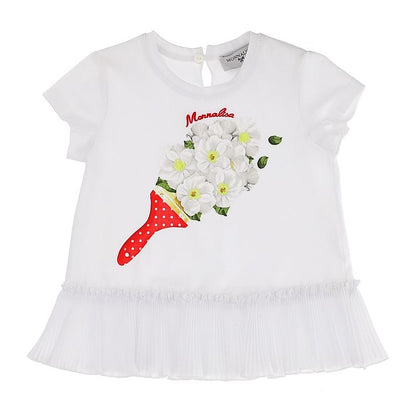 Cotton T-shirt with pleats