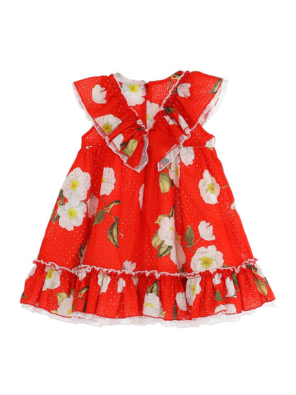 Sangallo and tulle dress with floral print