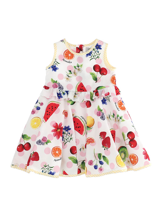 Poplin dress with fruit print