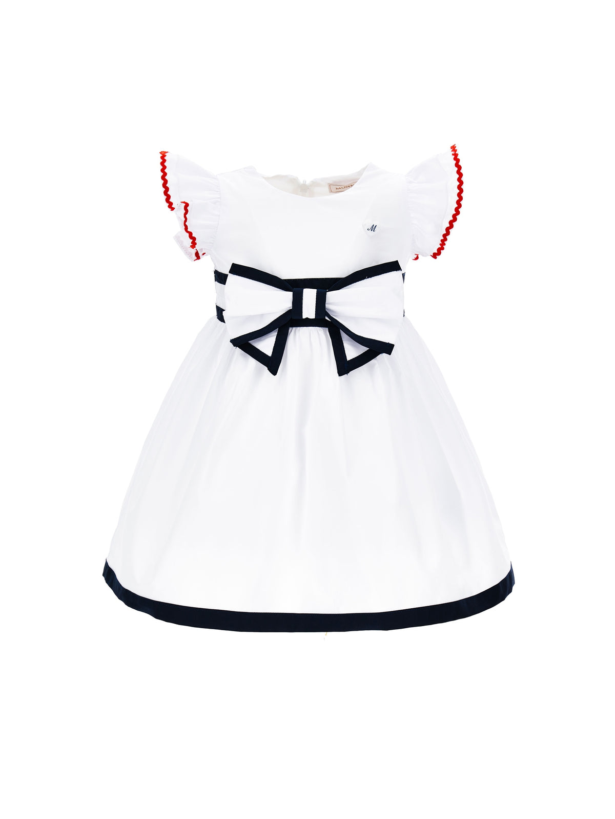 Two-tone cotton dress with bow