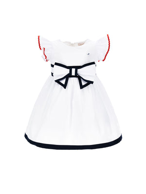 Two-tone cotton dress with bow
