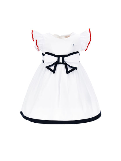 Two-tone cotton dress with bow
