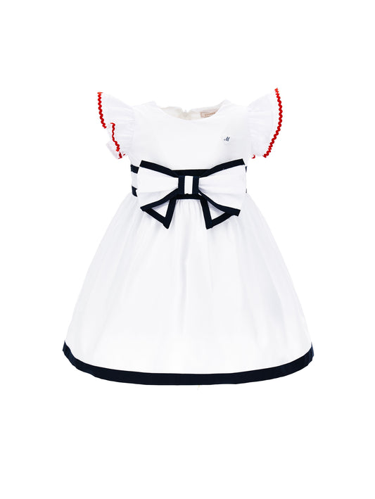 Two-tone cotton dress with bow