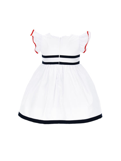Two-tone cotton dress with bow