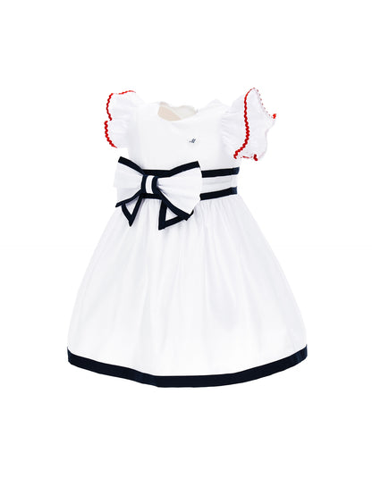 Two-tone cotton dress with bow