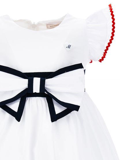Two-tone cotton dress with bow