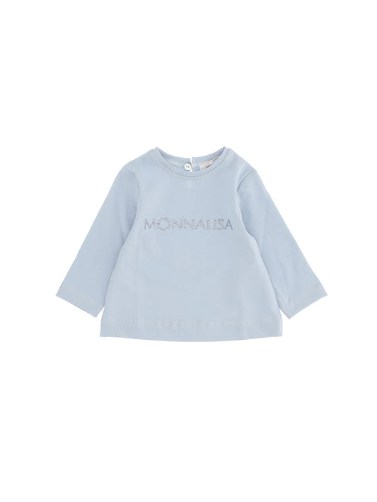 Cotton T-shirt with rhinestone logo
