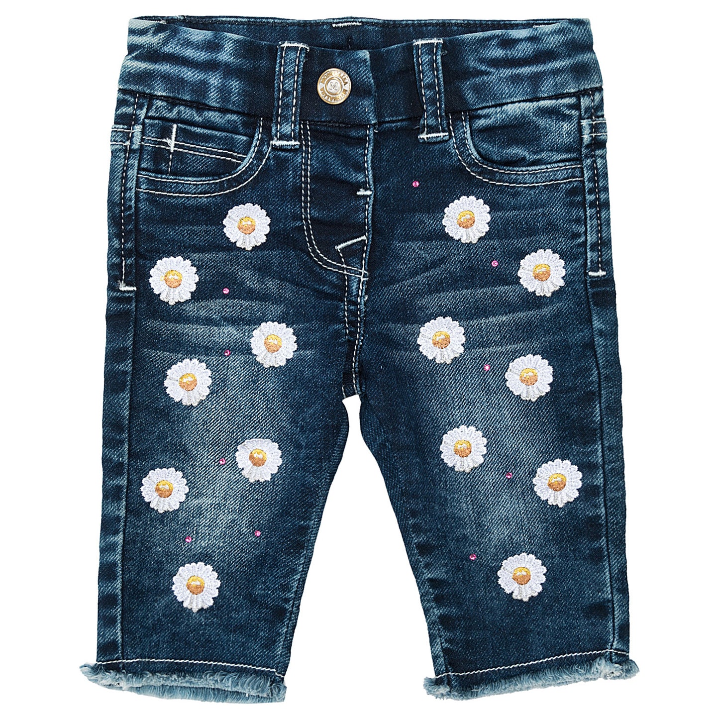 Jeans mit Gänseblümchen-Stickerei