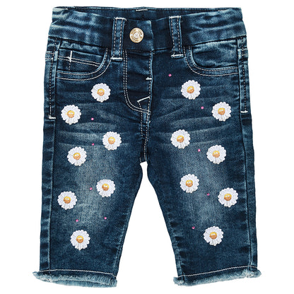 Jeans mit Gänseblümchen-Stickerei