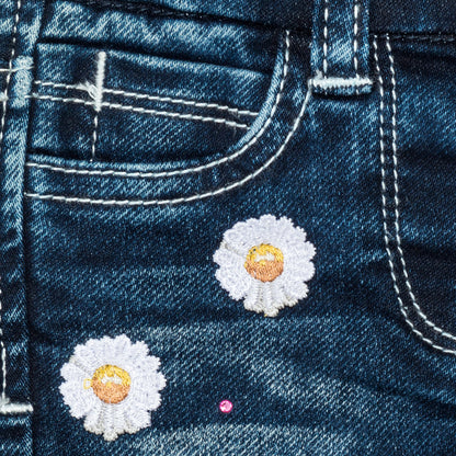 Jeans mit Gänseblümchen-Stickerei