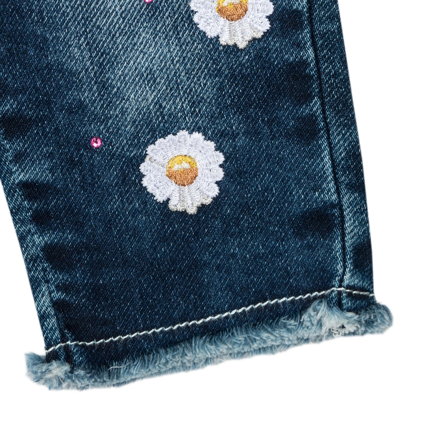 Jeans mit Gänseblümchen-Stickerei