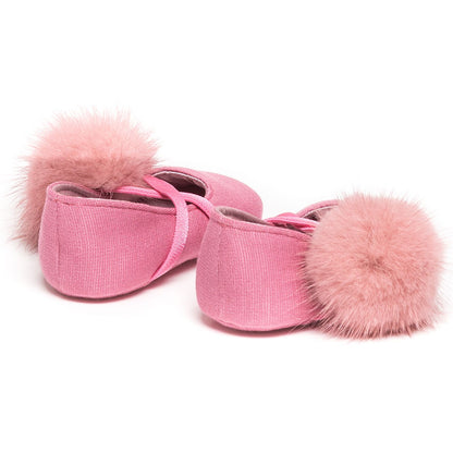 Fur pom pom shoe