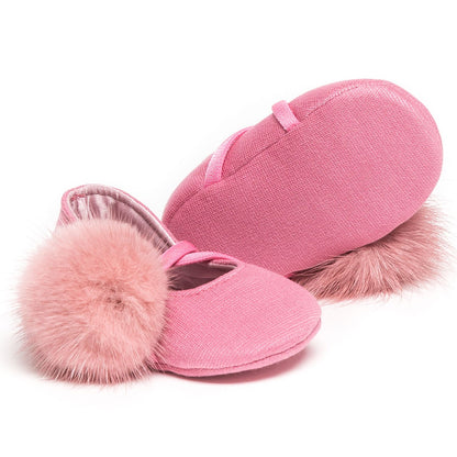 Fur pom pom shoe