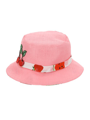 Straw-effect hat for girls