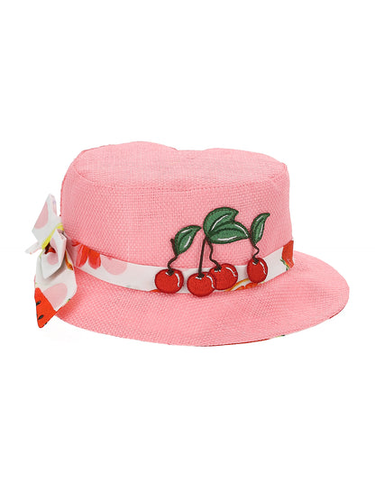 Straw-effect hat for girls