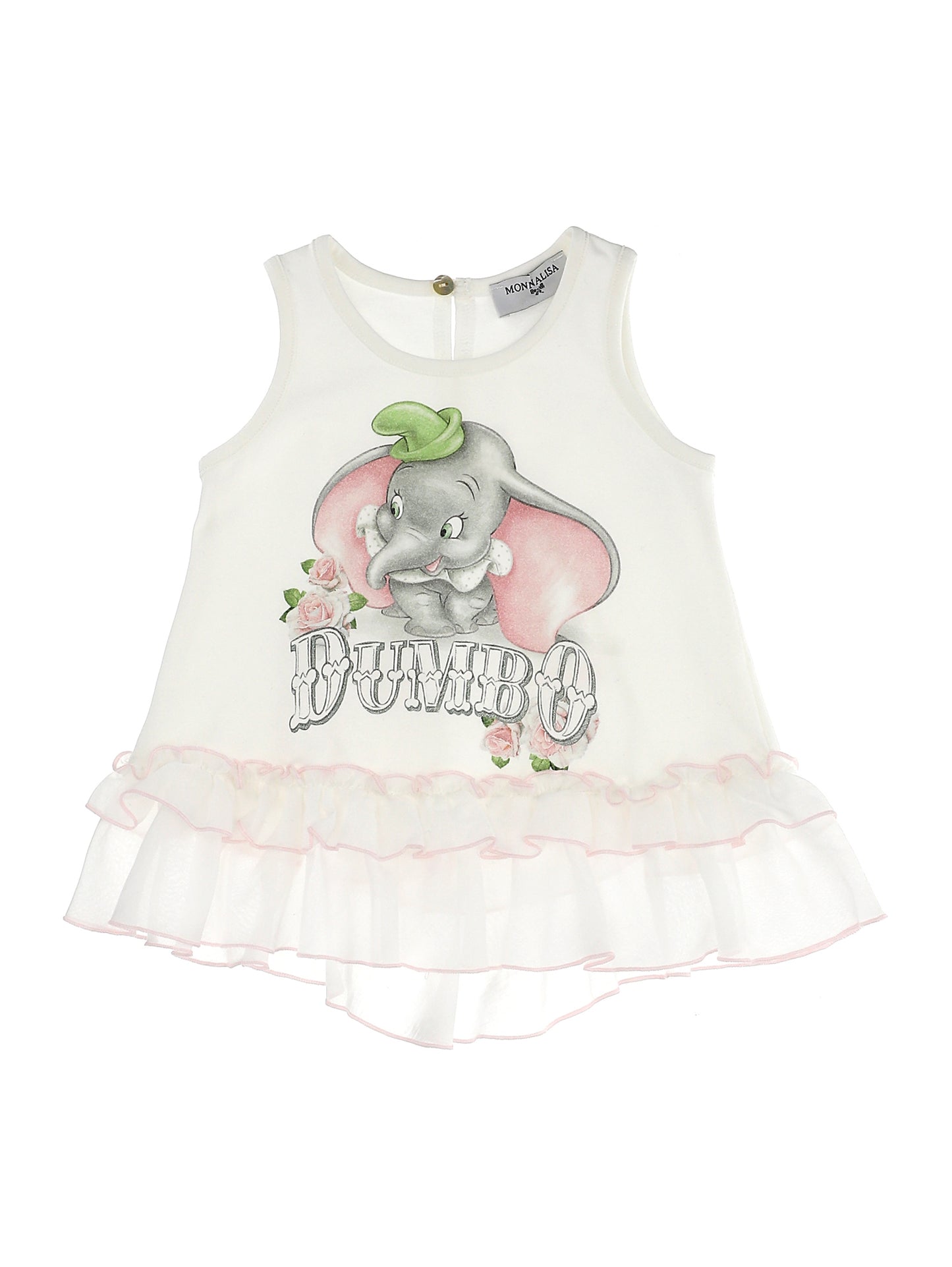 Printed tank top with double ruffles