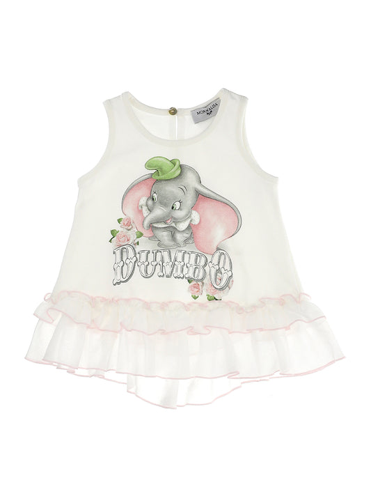 Printed tank top with double ruffles