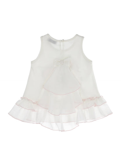 Printed tank top with double ruffles