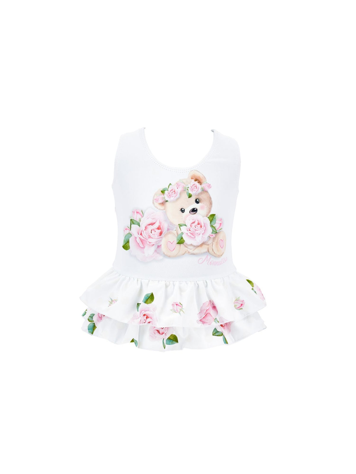 One-piece swimsuit with bud print